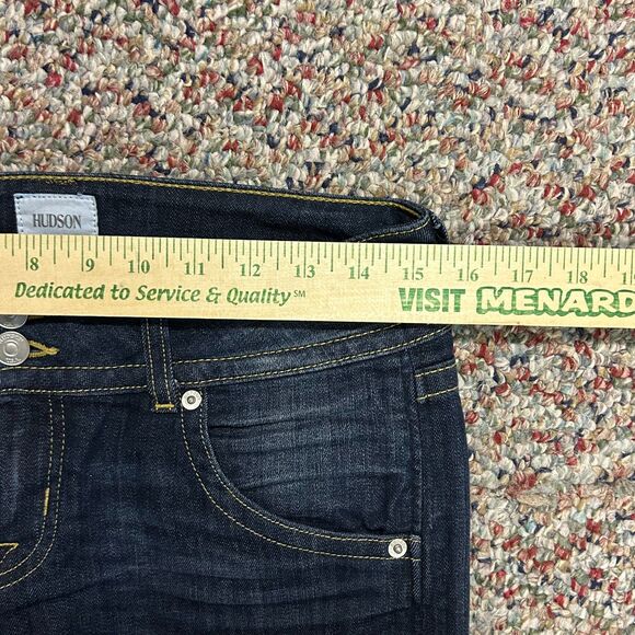 Hudson Signature Blue Dark Wash Lower-Rise Flap Pocket Baby Bootcut Jeans Sz 28 - Picture 11 of 14